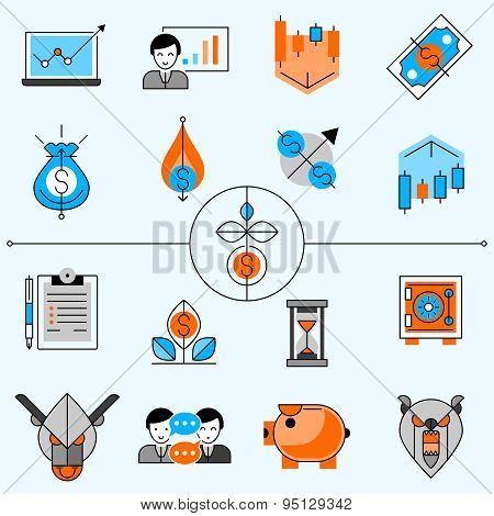 Investment Line Icons Set