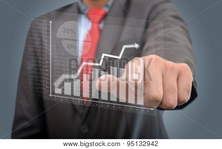 A Men pointing towards Success Graph