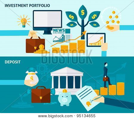 Investment Flat Banner Set