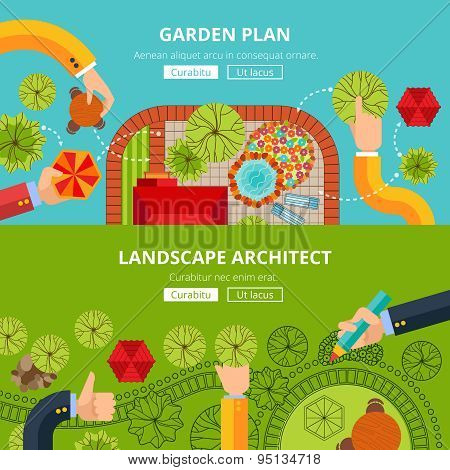 Landscape garden design concept poster