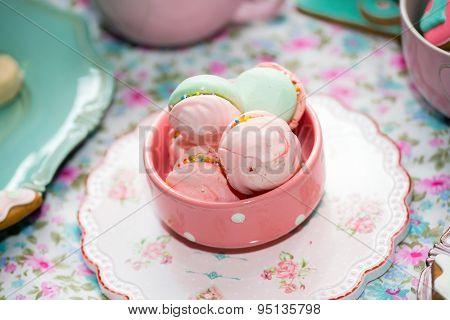 Prepared birthday table with sweets for children party