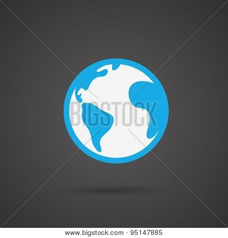 Earth Vector Icon On Black  Background.