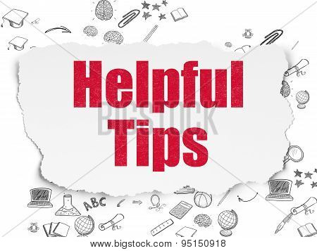 Studying concept: Helpful Tips on Torn Paper background