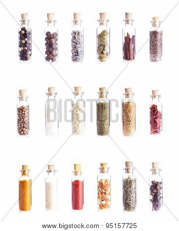 Mini bottles with spices