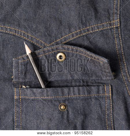 close up of pencil in jean pocket
