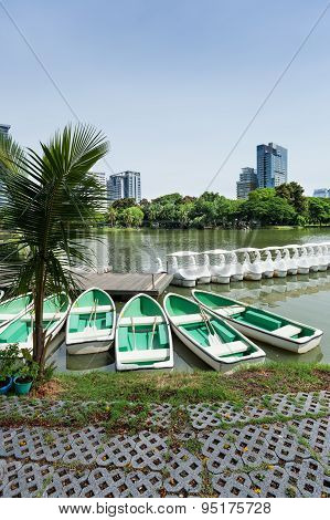 Rowboats In Lumphini Park; Bangkok