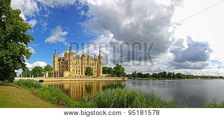 Panoramic View Of Schwerin Castle, Germany