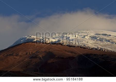 Glacier In The Cotopaxi Volcano At Dusk