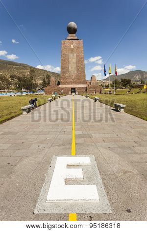 Quito, Ecuador - June 2014: Middle of the World Monument one of the most visited by tourists from worldwide locations Quito Ecuador.