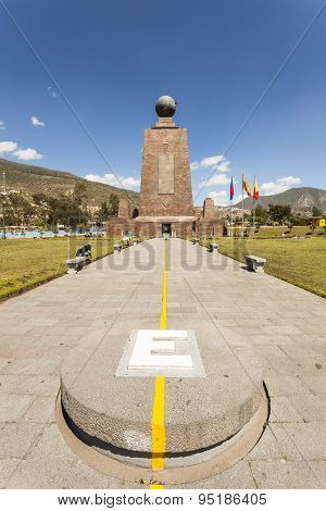 Quito, Ecuador - June 2014: Middle of the World Monument one of the most visited by tourists from worldwide locations Quito Ecuador.
