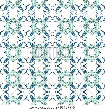 Vector Abstract Turkish Floral Swirls Ornamental Seamless Pattern