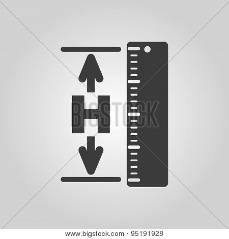 The Height Icon. Altitude, Elevation, Level, Hgt Symbol. Flat
