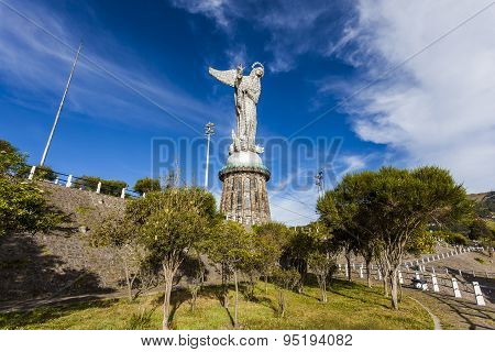 Representation Of The Winged Virgin On Top Of The Hill Panecillo
