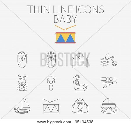 Baby related flat vector icon set