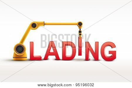 Industrial Robotic Arm Building Lading Word