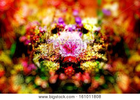 decorative floral bouquet with carnation flower and bookeh background, computer graphic from photography