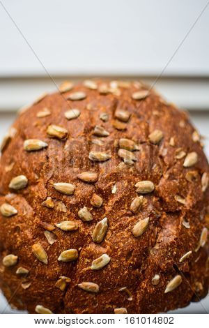 Rye bread with sunflower seeds. Black bread with flour coarse.