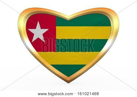 Flag Of Togo In Heart Shape, Golden Frame