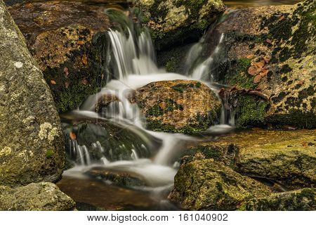 Creek Near Velky Stolpich Waterfall In Autumn Morning