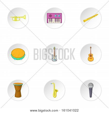 Musical tools icons set. Cartoon illustration of 9 musical tools vector icons for web