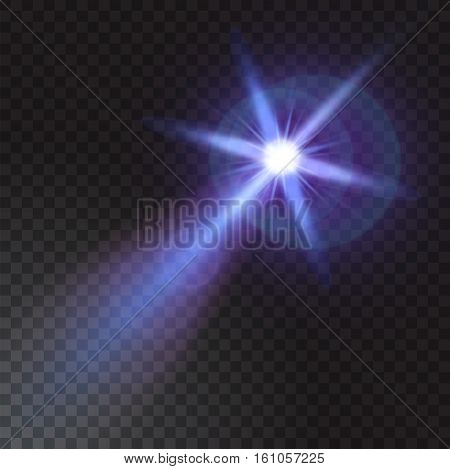 Vector illustration of Realistic beam light on transparent background.