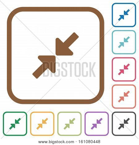 Resize small simple icons in color rounded square frames on white background