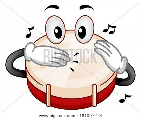 Mascot Illustration Featuring a Snare Drum Tapping its Head with its Hands