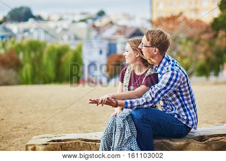 Romantic Loving Couple Having A Date In San Francisco