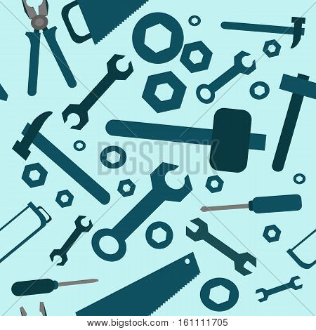 Seamless pattern with tools in blue colour