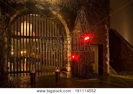 The Bernardine Gate of Wawel Royal castle with portcullis. Located in the southern part of the hill near the Sandomierz tower. Built during the Nazi occupation on the site gate with a drawbridge.