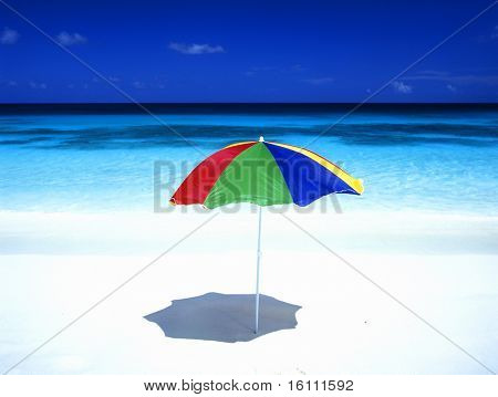 parasol, Petite Anse, Mahe, Seychellerne