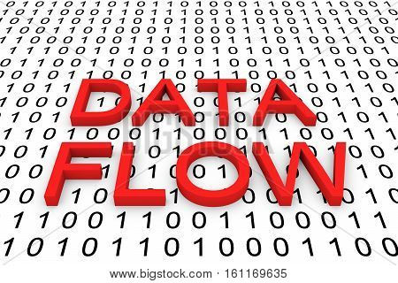 DATA FLOW in the form of binary code, 3D illustration