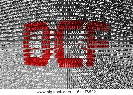 DCF in the form of binary code, 3D illustration