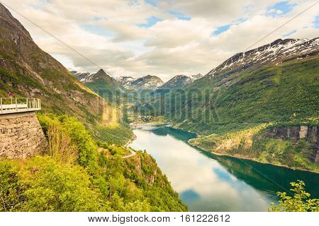 View On Geirangerfjord From Flydasjuvet Viewpoint Norway