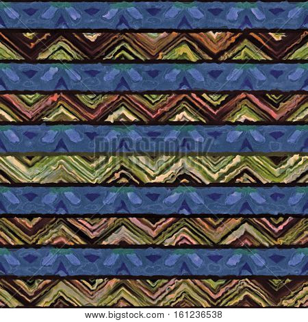 Native watercolor artistic colorful pattern. Ethnic boho style. Seamless draw tribal square texture.