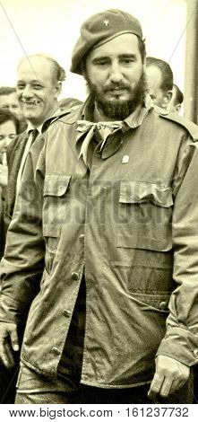 Yangiyer Uzbekistan - May 10 1963: Fidel among the people.