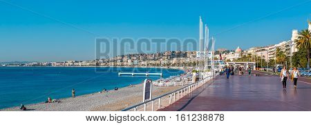 Famous Promenade Des Anglais And Nice City Coastline