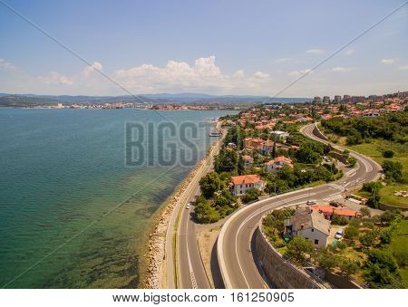 Aerial View Of Koper Adriatic Town At Summer