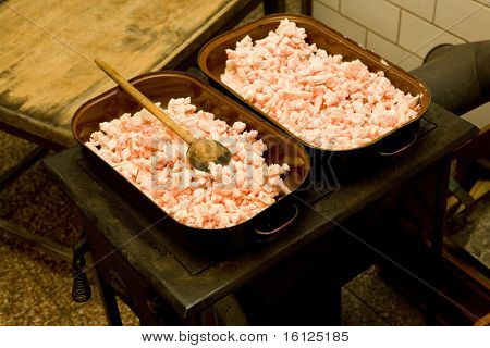 traditionele varken-steken (spek), Tsjechië