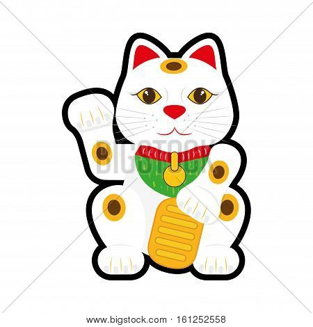 maneki neko lucky cat icon vector illustration graphic design