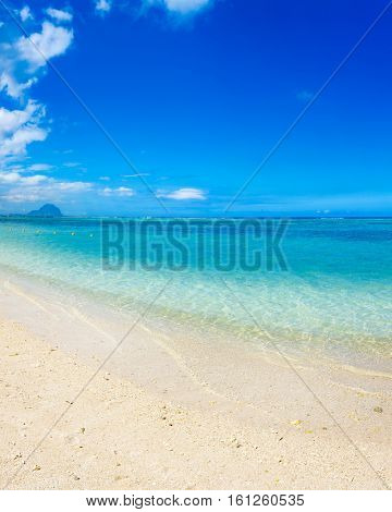 Sandy tropical Wolmar beach at sunny day.  Mauritius