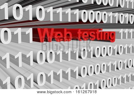 Web testing in the form of binary code, 3D illustration