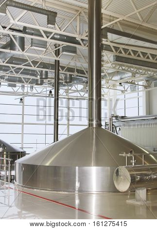 Moscow Russian Federation - March 07 2015: Brewing production - mash vats.