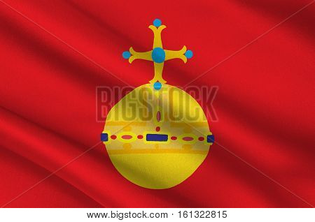 Flag of Uppsala County is a county or län on the eastern coast of Sweden. 3d illustration