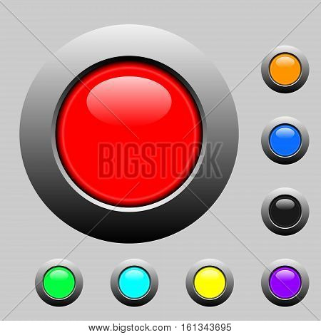 3d buttons set. Vector illustration. On Grey background