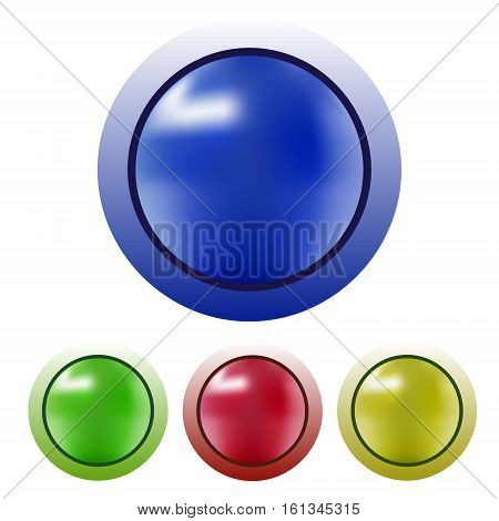 Set of realistic colored buttons. Vector illustration
