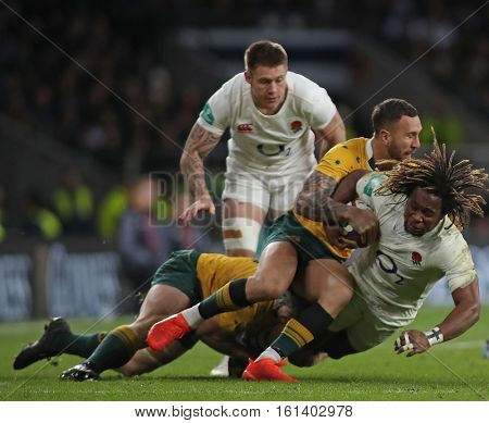 TWICKENHAM, ENGLAND - DECEMBER 03 2016: During the Old Mutual Wealth Series match between England and Australia, at Twickenham Stadium