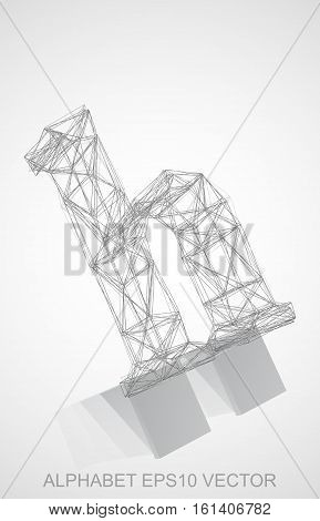 Abstract illustration of a Pencil sketched H with Reflection. Hand drawn 3D H for your design. EPS 10 vector illustration.