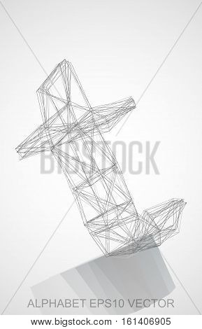 Abstract illustration of a Pencil sketched T with Reflection. Hand drawn 3D T for your design. EPS 10 vector illustration.
