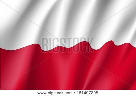 Waving flag of Poland. Vector illustration of 3D icon.